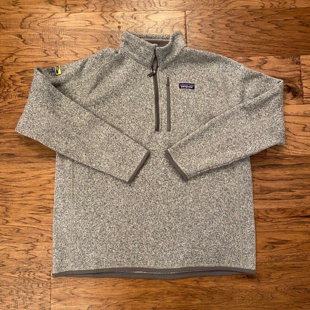 Patagonia Better Sweater 1/4 Zip Pullover Mens XL Grey Corporate Logo Fleece